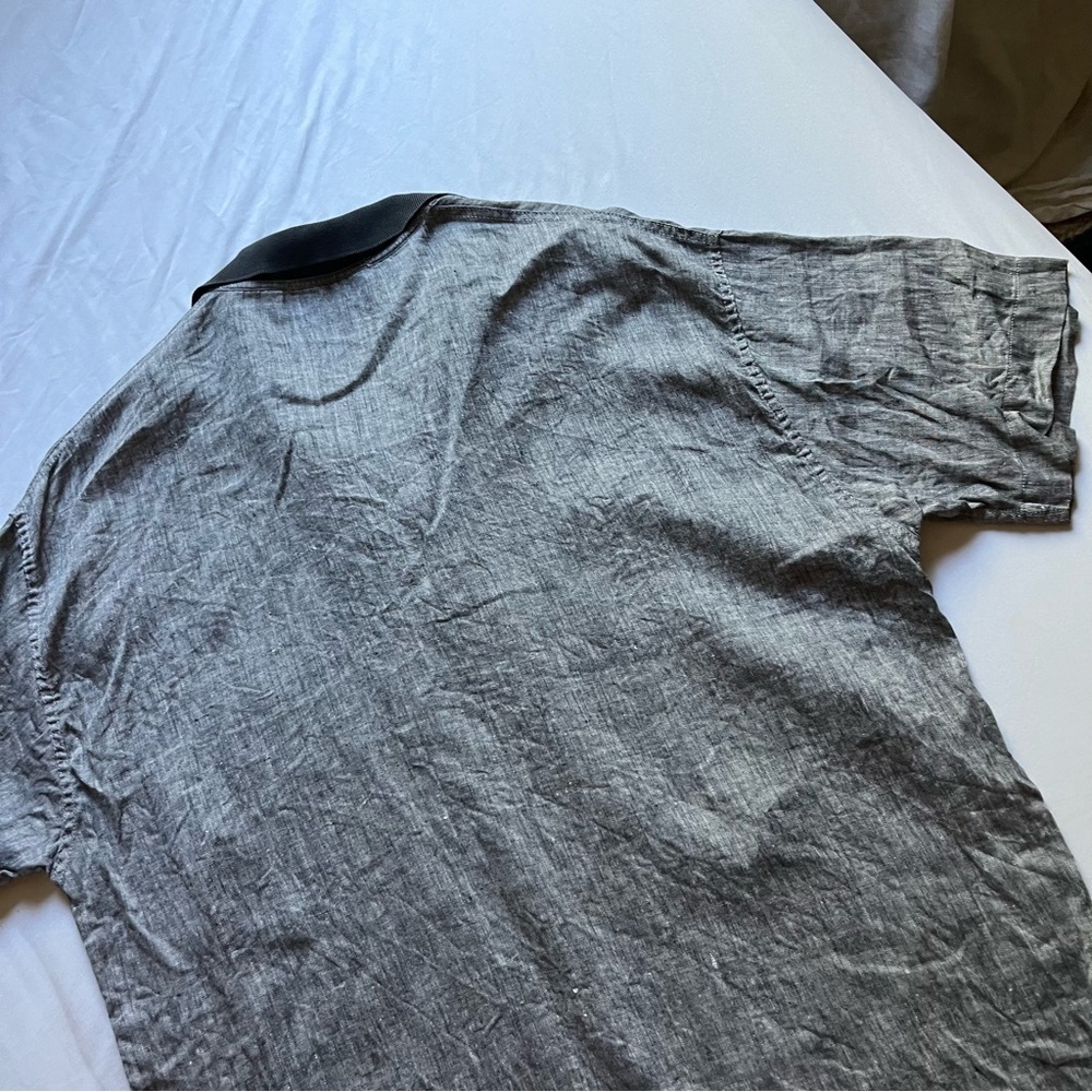 LONGCHAMP‎ vintage grey linen contrast collar short sleeve polo shirt - Picture 4 of 6